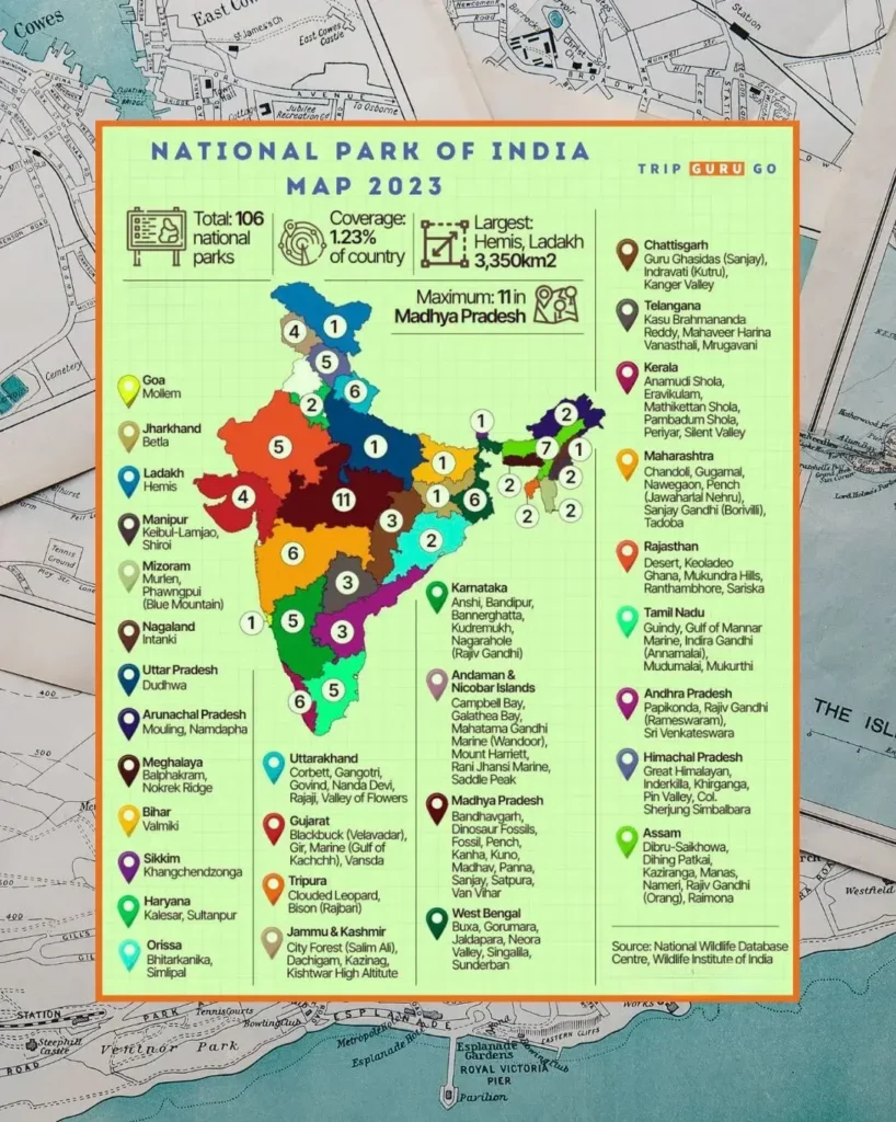 National Park in India Map 2023