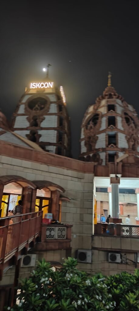 Night view of ISKCON Delhi