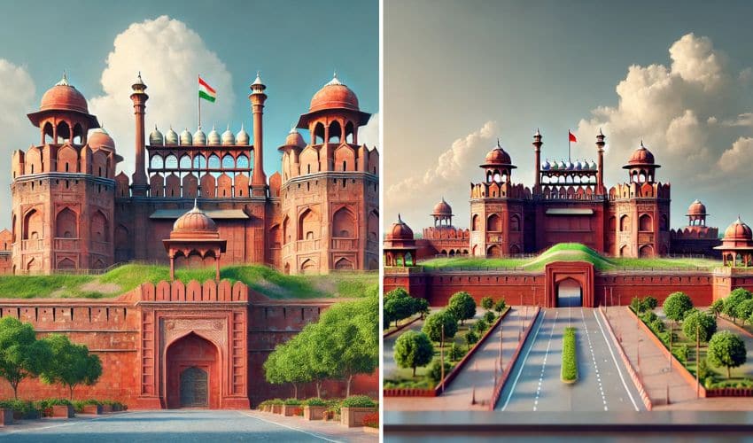 Red Fort in Delhi - a famous historical place in India and a UNESCO World Heritage Site.