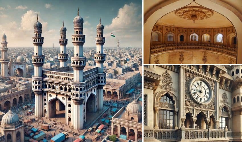 Tourists visiting Charminar in Hyderabad, a must-visit historical landmark in India