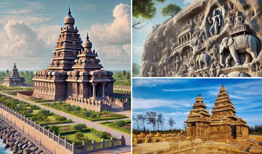 Mamallapuram’s rock-cut temples, a UNESCO World Heritage Site in India.