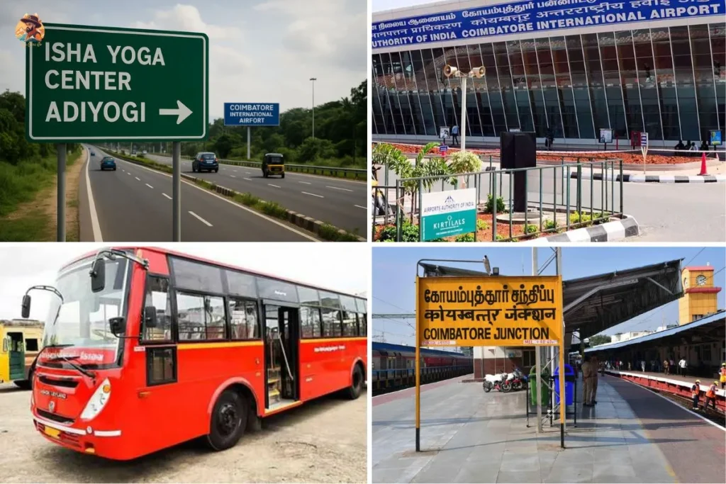 Route to Adiyogi Shiva Statue from major Indian cities like Delhi, Mumbai, Bangalore, and Chennai