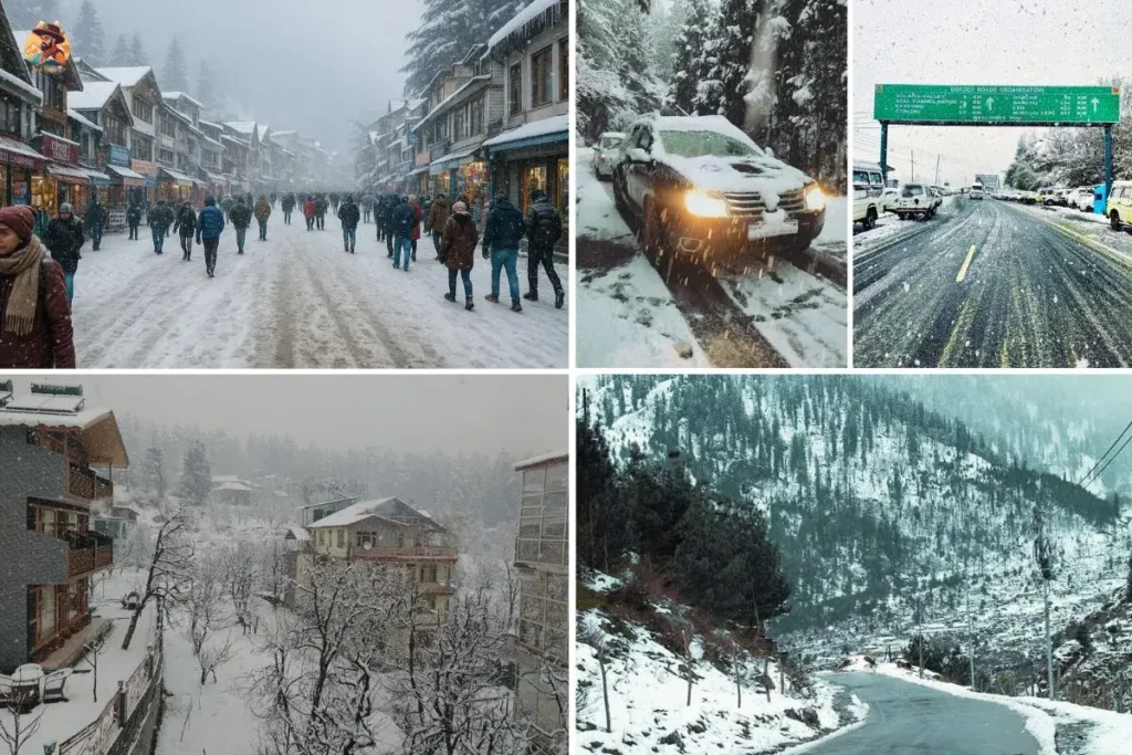 Manali road fully covered in thick January snowfall