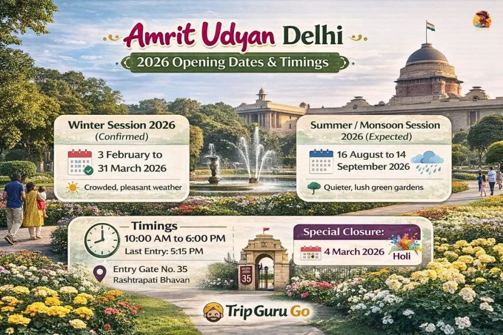 Amrit Udyan 2026 opening dates