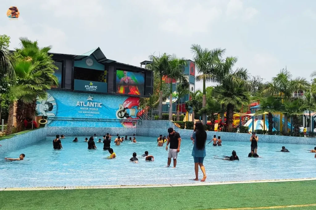 Giant water slide and wave pool area at Atlantic Water World Delhi