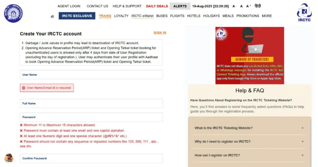 IRCTC login and registration guide on official website for online train ticket booking