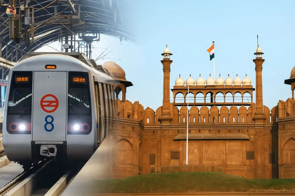 Delhi Metro near Red Fort showing connectivity to the monument