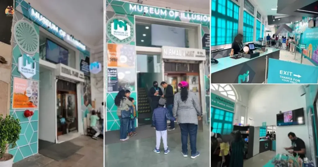 Visitors enjoying interactive exhibits at Museum of Illusions Delhi