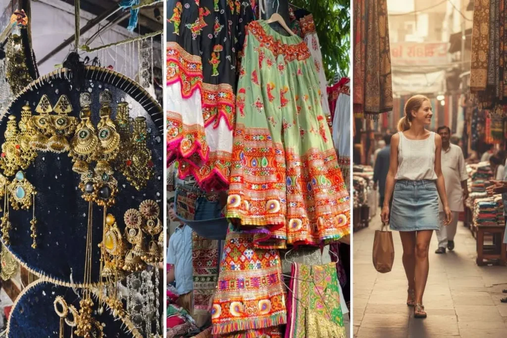 Foreign tourist enjoying safe shopping in Delhi