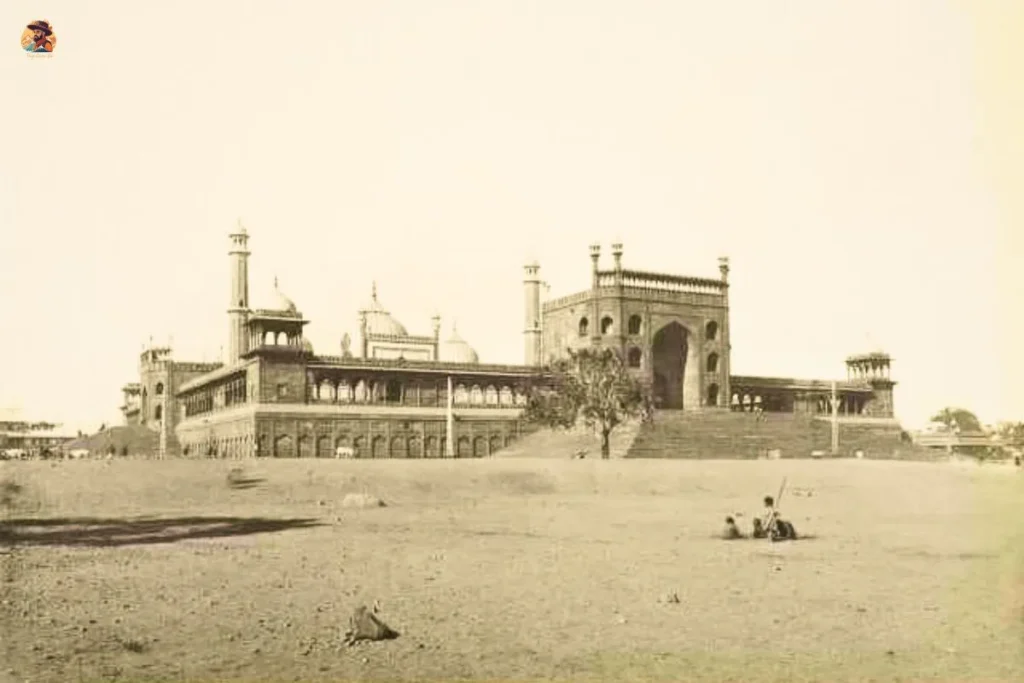 old photo of Jama Masjid Delhi built by Mughal emperor Shah Jahan in 1656