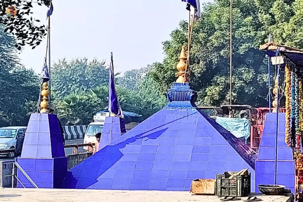 Blue dome of Neeli Chhatri Temple Delhi showing historic Mughal-style architecture