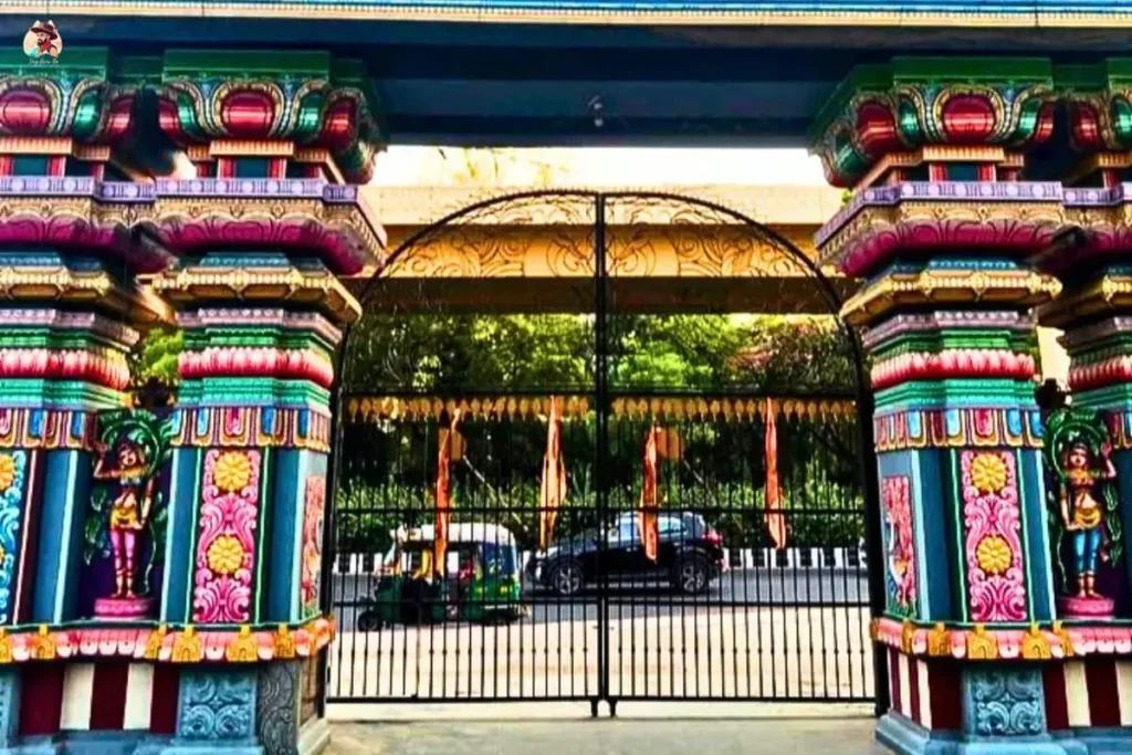 Entrance of Uttara Swami Malai Temple with stone steps in RK Puram Delhi