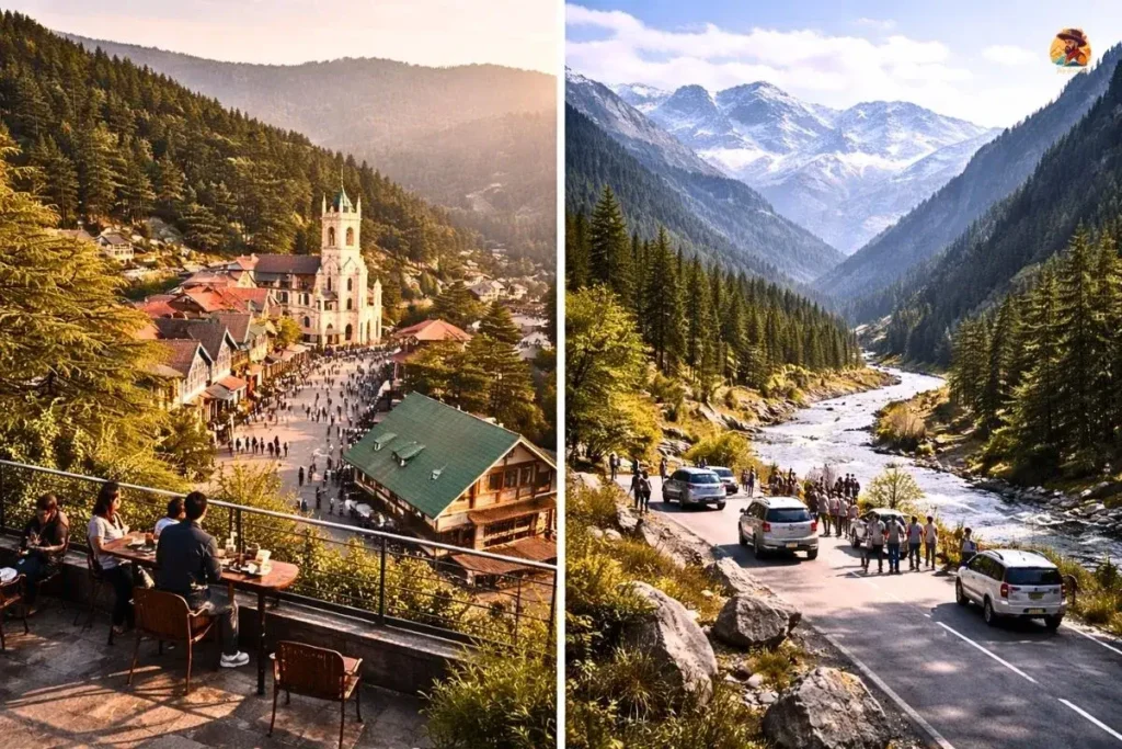 Visual comparison showing how Shimla and Manali differ in pace, travel effort, and daily experience
