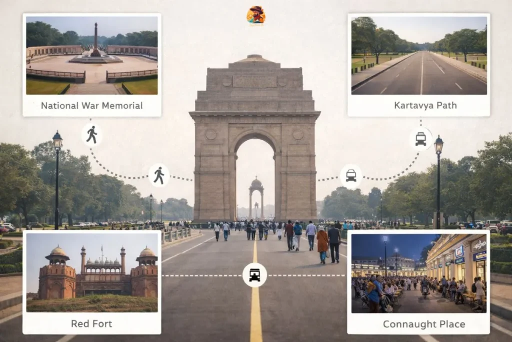 Nearby places to combine with India Gate in one day
