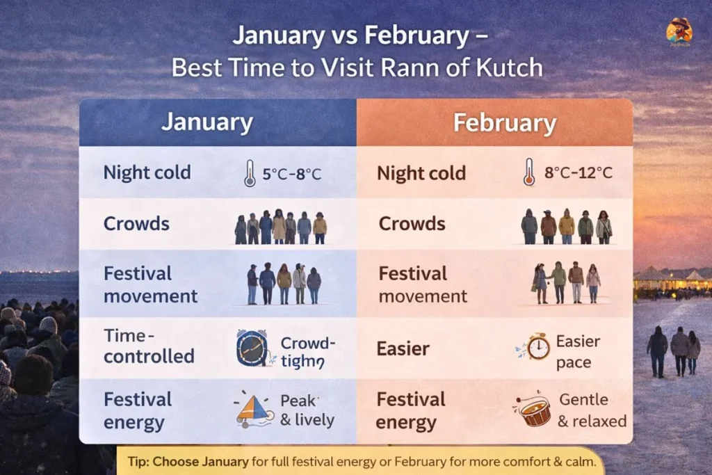 January vs February comparison for best time to visit Rann of Kutch