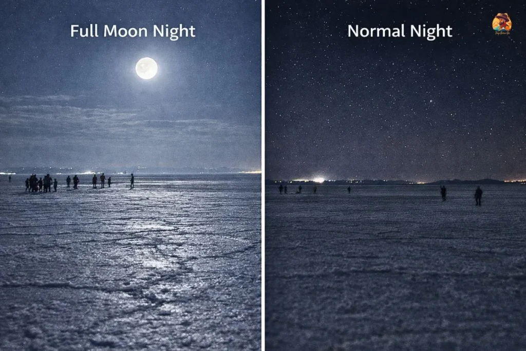Rann of Kutch full moon night vs normal night