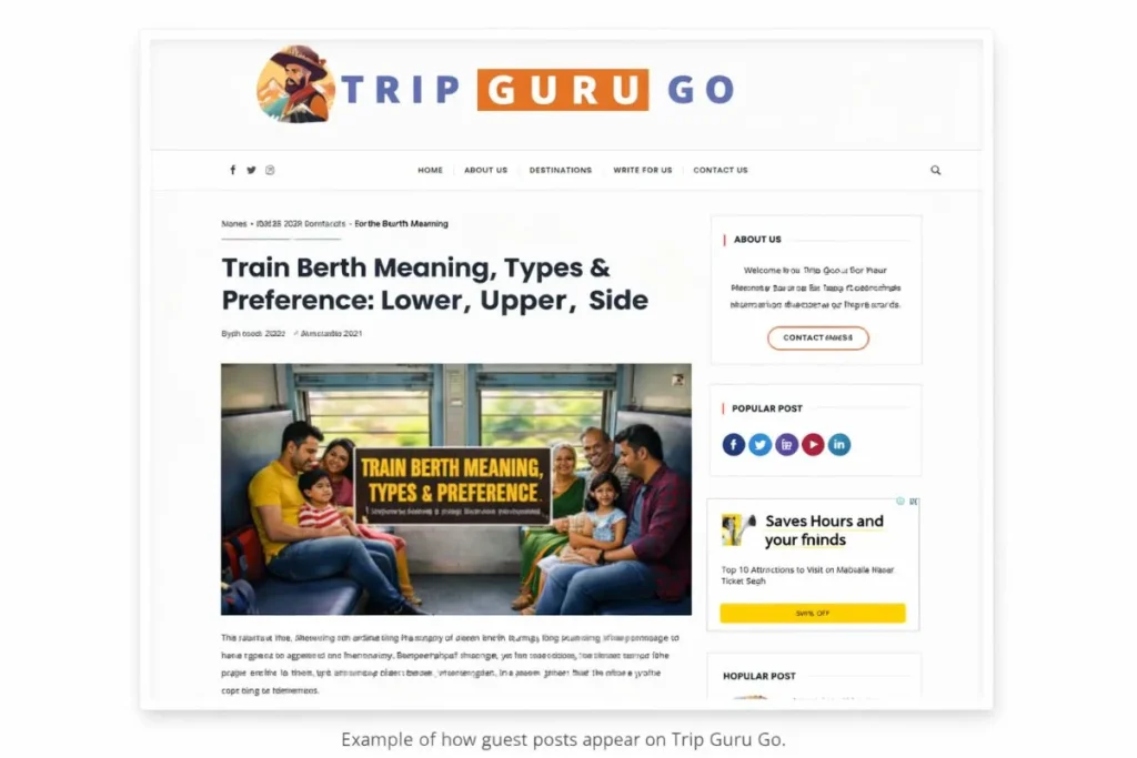 Example of a write for us travel blog guest post layout on Trip Guru Go