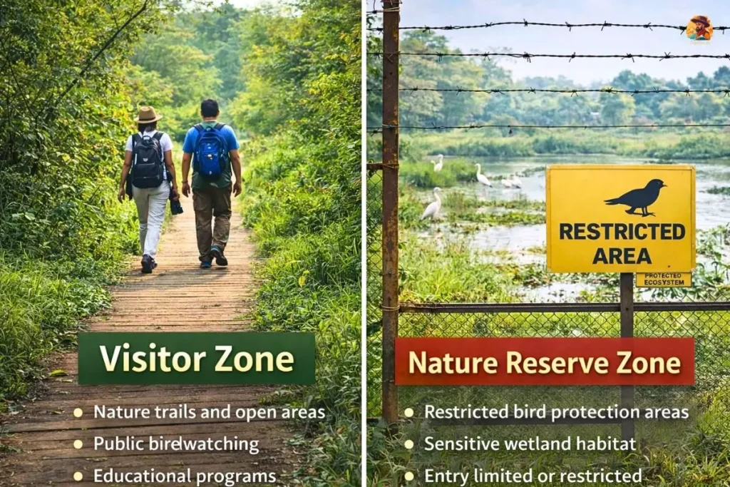 Visitor Zone and Nature Reserve Zone at Yamuna Biodiversity Park Delhi