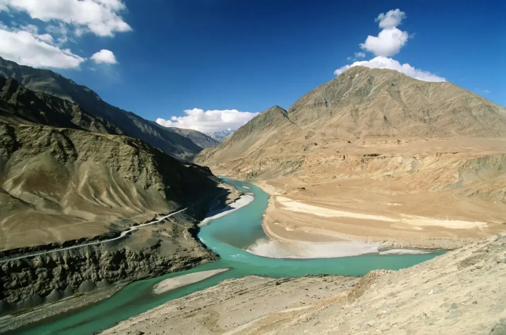 Zanskar Valley in Ladakh surrounded by rugged Himalayan mountains